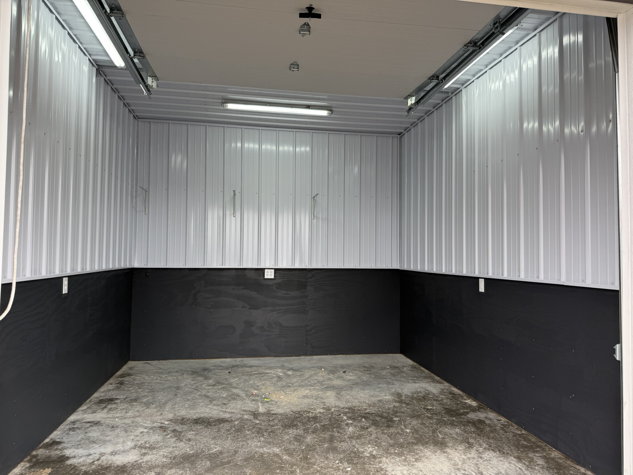 Kart garage interior view from back wall